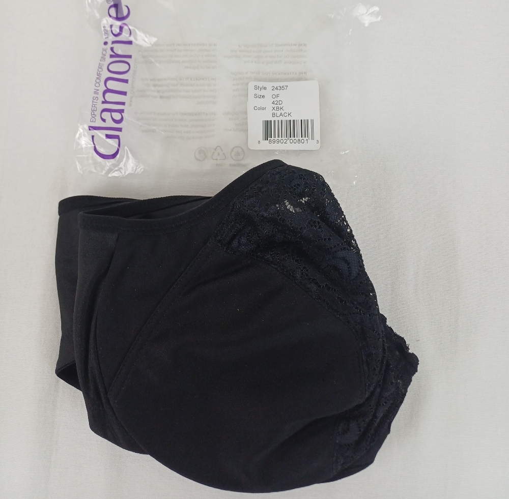 Glamorise 42D Black Wonder Wire Front Closure Bra! NEW IN BAG